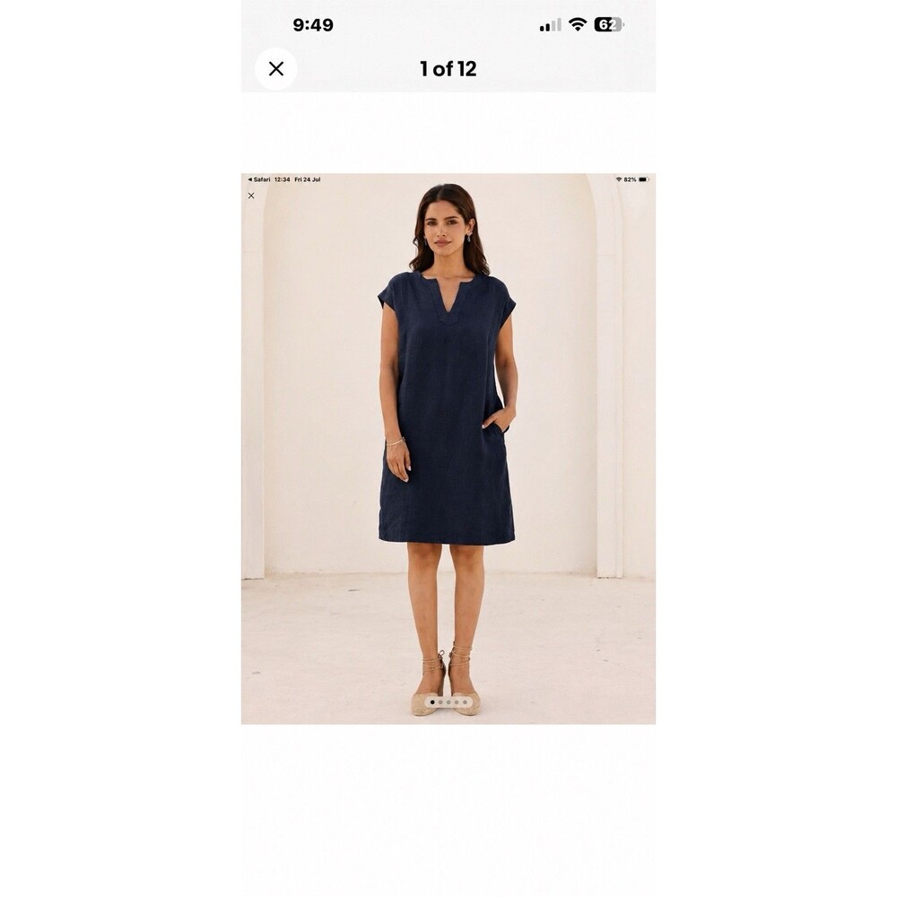 Aspiga Blue Linen Dori Dress With Pockets Size XS